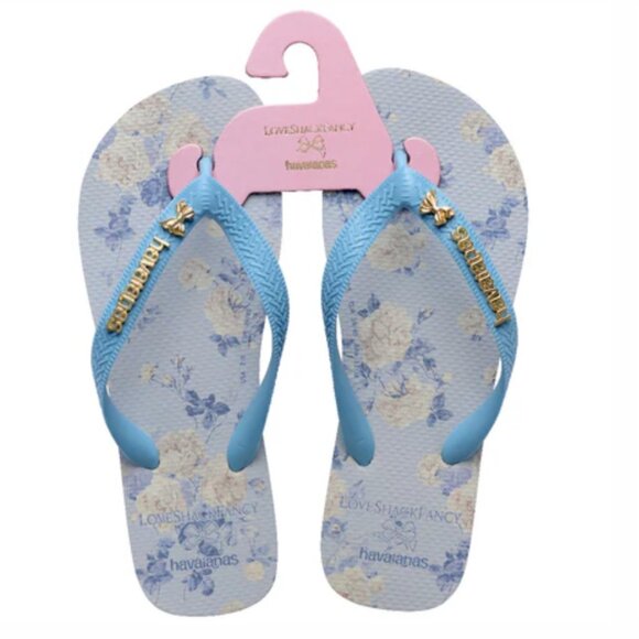 🩵 LoveShackFancy x Havaianas Women's Whisper Blue Top Flip Flops - Picture 4 of 9